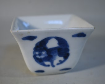 Antique bowl 6560, blue and white , Meiji