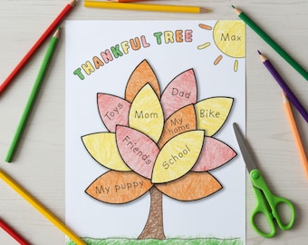Printable Thankful Tree | Thanksgiving Gratitude Tree Activity | Thankful Tree Craft for Kids | Classroom Thanksgiving Activity