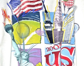 US Open Shirt 1996 Vintage Tennis Ball USTA Country Flags Huge