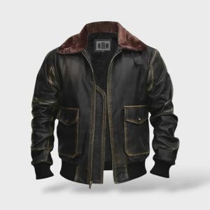 Men's Vintage A2 Leather Bomber Jacket | Classic Military Flight Aviator Style | Genuine Leather Coat