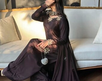 Traje pakistaní Farshi Shalwar, conjunto de traje bordado para mujer, vestido de invitada de boda, vestimenta tradicional.