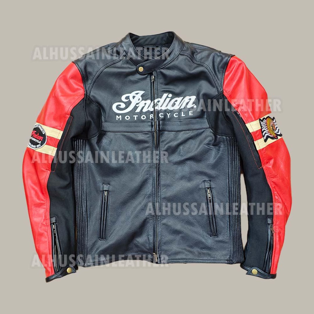 Men’s Indian-Style Leather Biker Jacket – Real Leather Hooded Moto Bomber