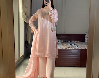 Sheesha Silk Farshi Shalwar Traje 3 piezas paquistaní Salwar Kameez diseñador boda fiesta traje para mujer