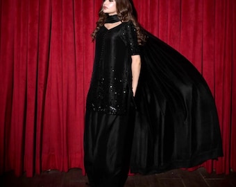 Traje Sheesha Silk Farshi Shalwar, traje hecho a mano paquistaní, Kameez bordado, ropa formal modesta