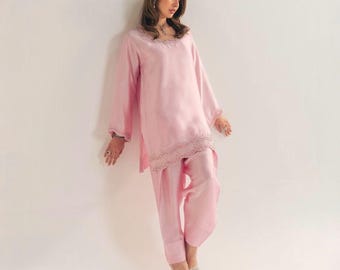 Traje de seda premium hecho a mano, vestido de novia pakistaní, conjunto bordado de 3 piezas, elegante atuendo de fiesta para mujer