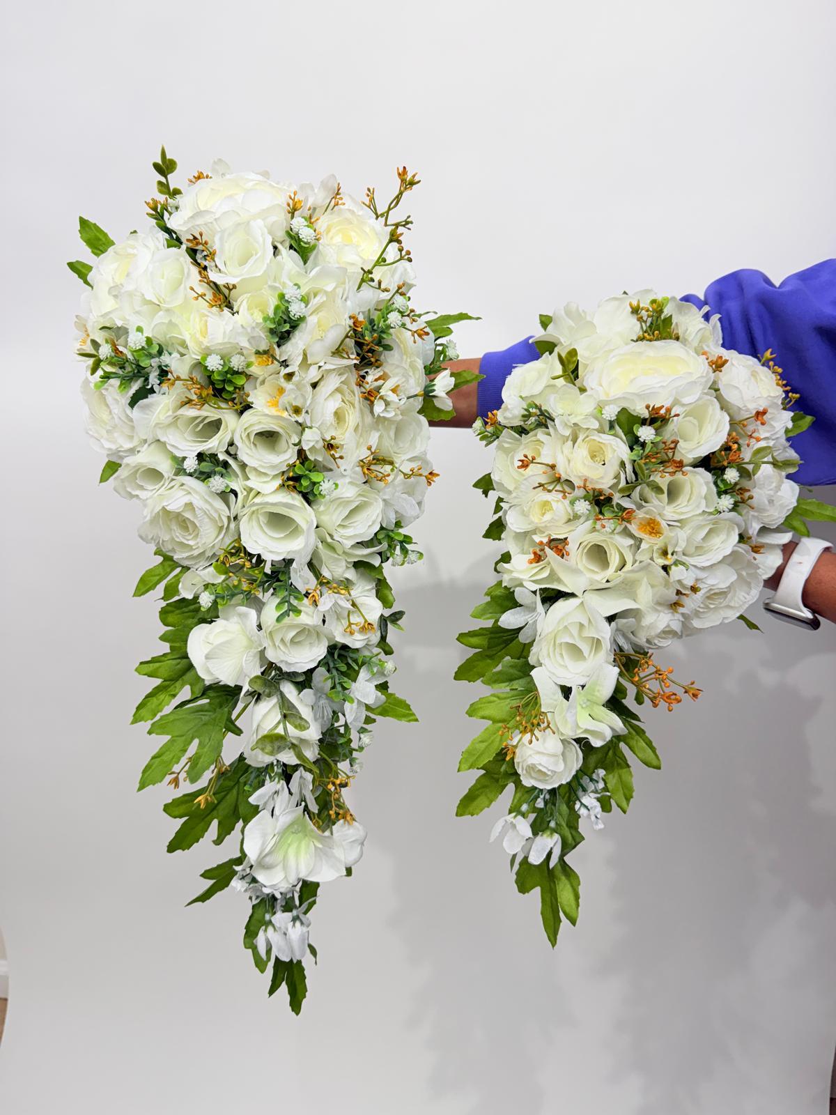 Cascading White Rose Bridal Bouquet