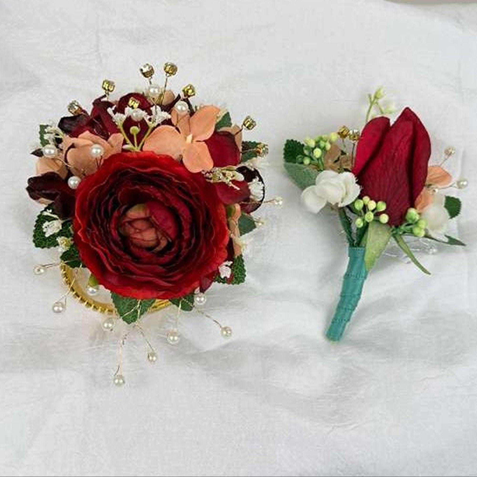 Corsage Set Prom Burgundy - Etsy