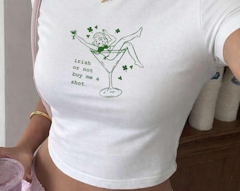 Camiseta de bebé "Irish Or Not Buy Me A Shot", camiseta de bebé del Día de San Patricio, camiseta corta con tema irlandés de beber, camiseta de bebé con duende, camiseta de bebé con tema irlandés de beber para niñas