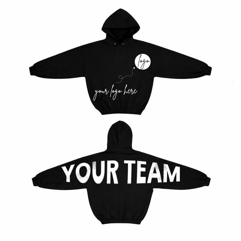 Anpassningsbar laghoodie, anpassad sportmamma-tröja med rund hals, personlig lagmamma-tröja eller hoodie, bokstäver baktill, logotyp framtill bild 3