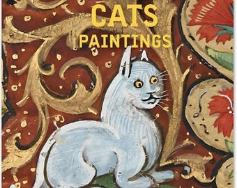 May include: A 2027 wall calendar featuring a medieval-style painting of a light blue cat with yellow eyes. The background is a deep red with gold decorative scrollwork and floral patterns. The text reads UGLY MEDIEVAL CATS PAINTINGS 2027 CALENDAR.