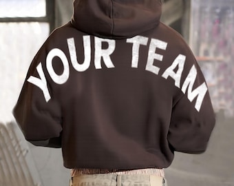 Customizable Your Team Hoodie, Custom Sports Mom Crewneck Sweatshirt, Personalized Team Mom Sweater or Hoodie, Back Lettering, Front Logo