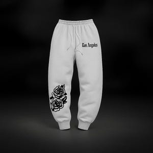 sportswear floral embroidered fleece sweatpants