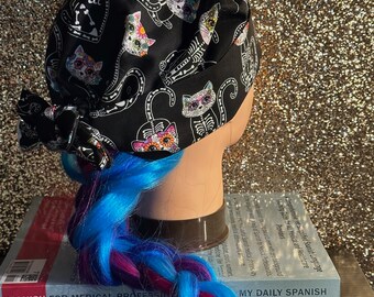 Gorro exfoliante para mujer Esqueleto de gato de Halloween