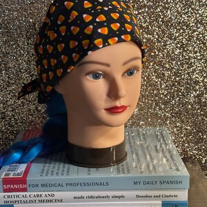 Ladies Scrub cap Halloween Candy Corn