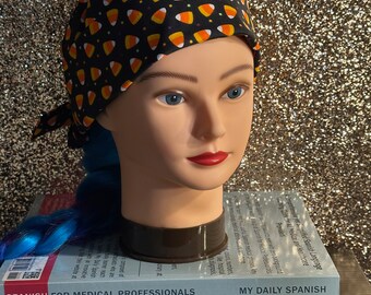 Ladies Scrub cap Halloween Candy Corn