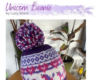 Unicorn Knitted Beanie Pattern - child and adult - KNITTING PATTERN ONLY