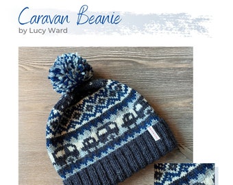 Caravan Knitted Beanie Pattern - average adult head 51-54cm - KNITTING PATTERN ONLY