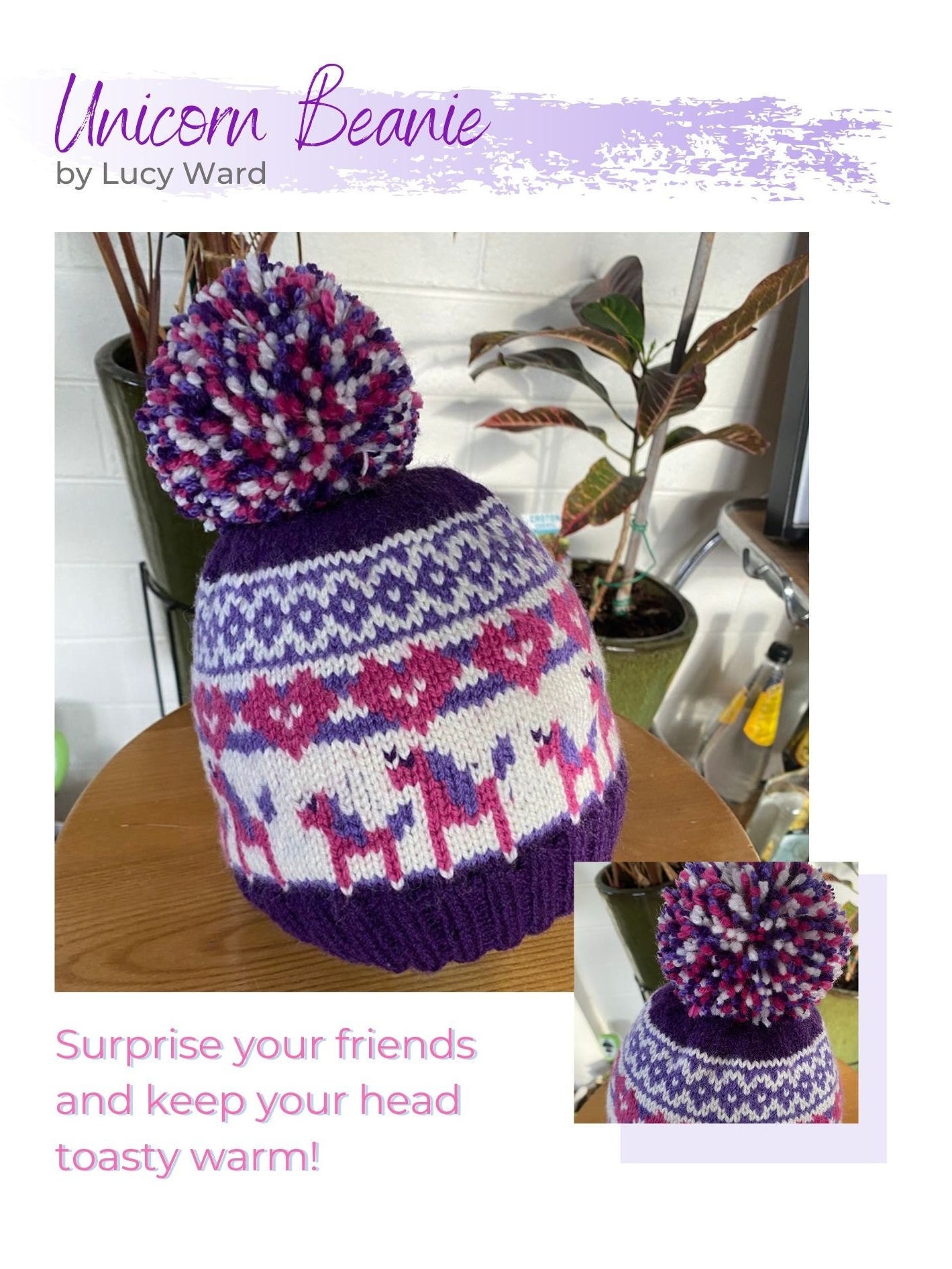 Purple Fair Isle Hat - Etsy