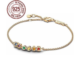 本物のスターリングシルバー PANDORA ブレスレット、チャーム 4 個付き