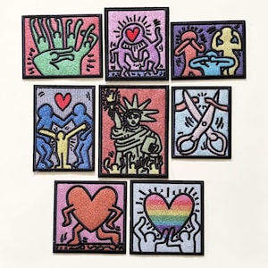 Colorful Iron On Patches, Pop Art Embroidered Patch, Rainbow Pride Heart Patch, Jacket Backpack Jeans DIY Craft Supply