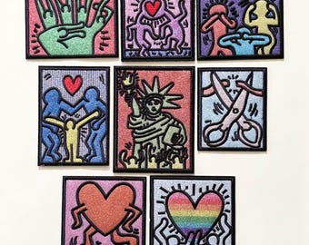 Colorful Iron On Patches, Pop Art Embroidered Patch, Rainbow Pride Heart Patch, Jacket Backpack Jeans DIY Craft Supply