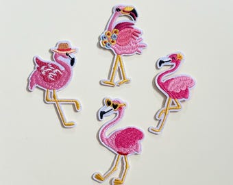 Tropical Flamingo Embroidered Iron-on Patches, Summer DIY Accessory