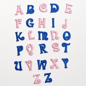 Self Adhesive Letter Patch, Pink Blue Alphabet Patch, Embroidered Initial Patch, Peel and Stick Letter, DIY Bag Hat Backpack Decor