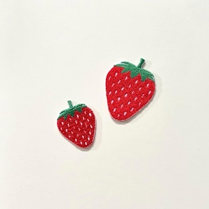 Parche termoadhesivo bordado de fresa, accesorio de aplique de fruta de verano