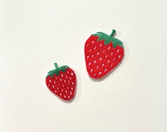 刺繍入りイチゴのアイロン接着ワッペン、夏のフルーツアップリケアクセサリー