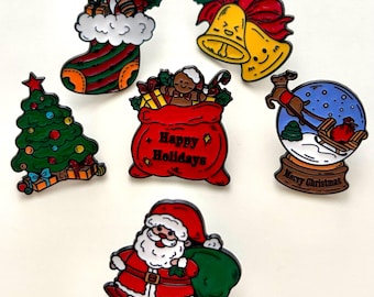 クリスマスエナメルピンセット – ホリデーブローチ、クリスマスプレゼントに最適