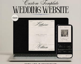 Vintage Wedding Website Template | Customizable in Canva | Digital Download