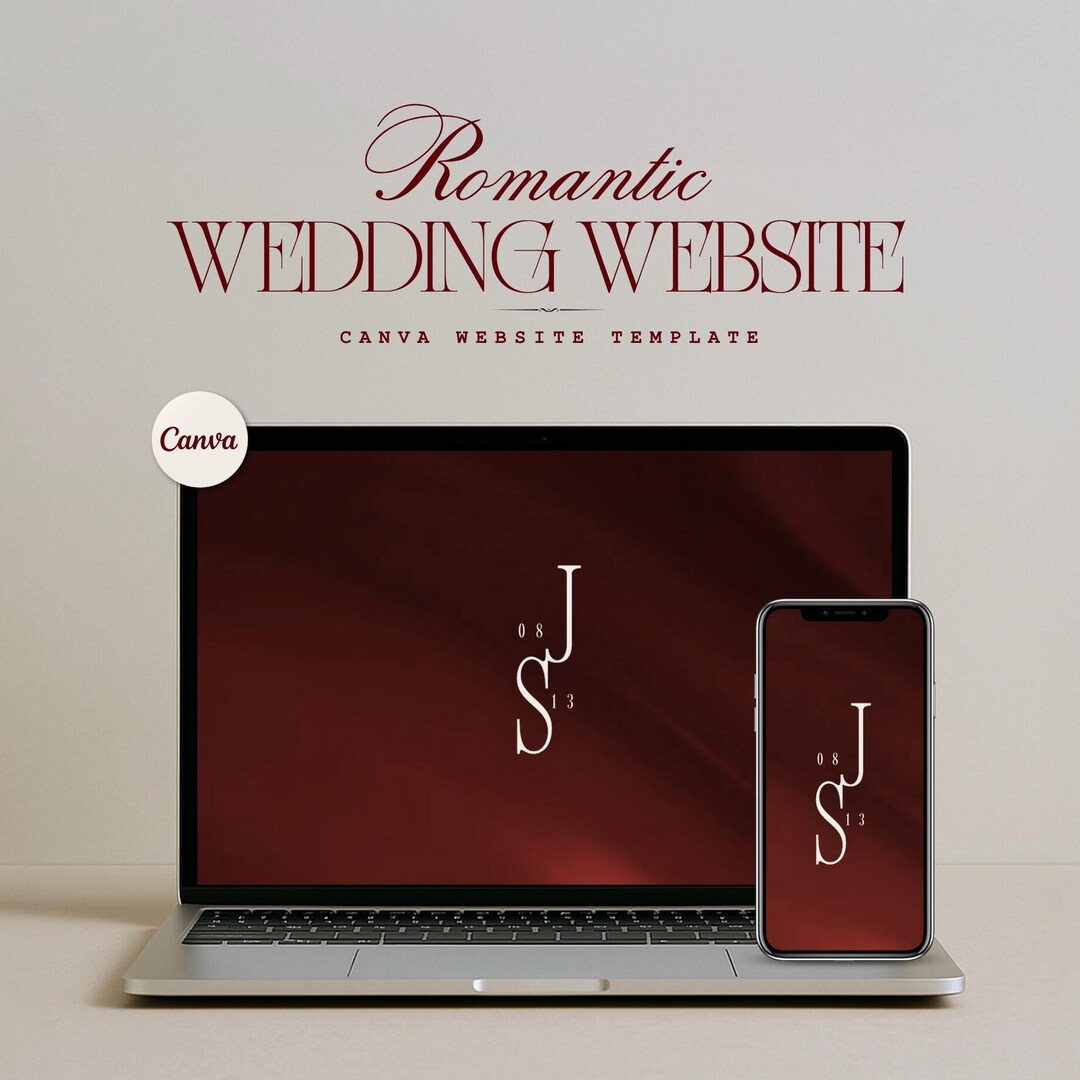 Wedding Website Template Customizable in Canva Romantic and Modern