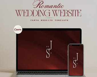 Wedding Website Template: Customizable in Canva | Romantic and Modern Digital Download