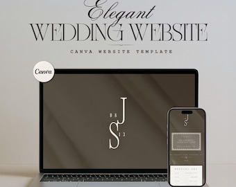 Wedding Website Template: Customizable in Canva | Digital Download Neutral and Modern