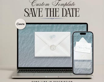 Destination Wedding Save the Date Announcement Template | Customizable in Cava | Digital Template Download
