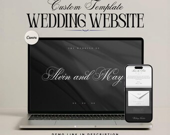 Classic Wedding Website Template: Customizable in Canva (Digital File) Minimalist