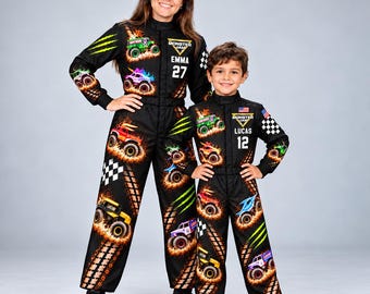 Combinaisons de course assorties personnalisées pour adulte et enfant, combinaison de sport automobile personnalisée avec nom, numéro et logo, tenue de pilote familiale