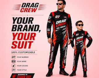 Traje de carreras personalizado para adultos y niños, mono de karting personalizado, atuendo de equipo de automovilismo con nombre y número personalizados.