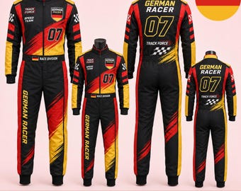 Custom German Racing Suit, Personalized Go Kart Suit, Germany Flag Racer Costume, Motorsport Jumpsuit, Your Brand Your Suit