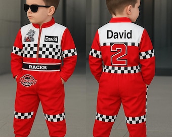 Custom Kids Race Car Costume | Personalized Racing Suit, Halloween Outfit