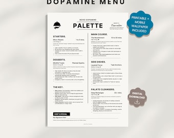 ADHD Dopamine Menu Printable: Task Paralysis Tool for Focus & Regulation