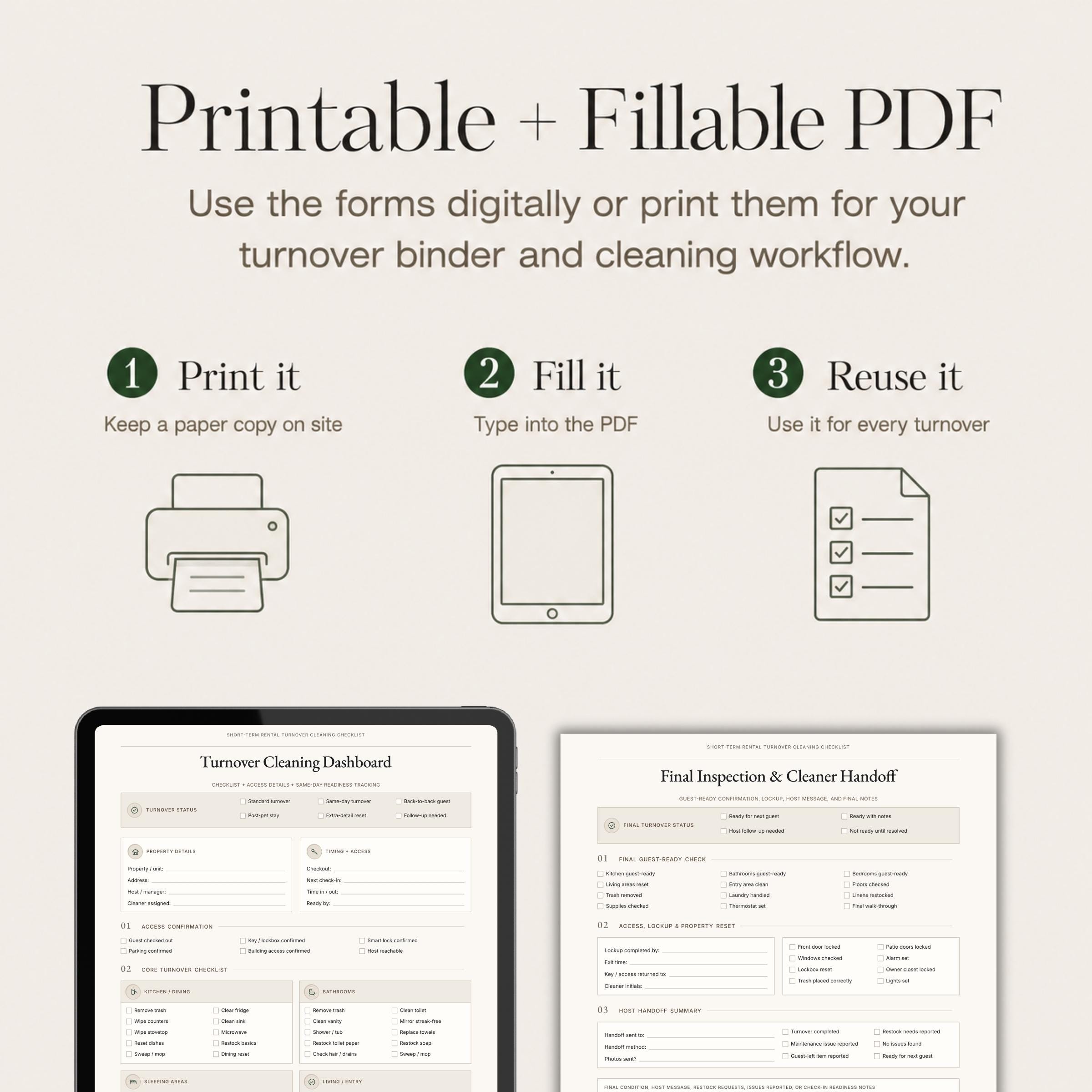 Restock Form Airbnb Cleaning Checklist Template, Vacation Rental Turnover Log ...