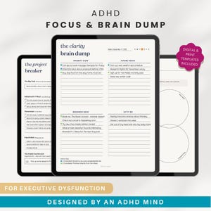 ADHD Digital Planner Pages for iPad, GoodNotes: Brain Dump & Task Breakdown Tools