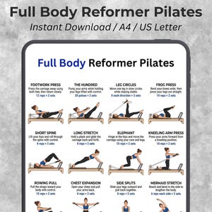 Full Body Reformer Pilates Exercises Chart (Digital Download)