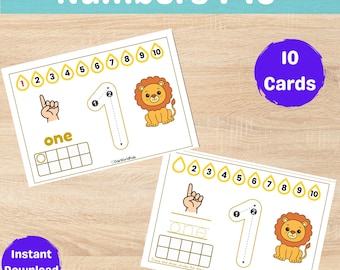 Utskrivbara förskola Play-Doh-mattor med siffror 1-10 | Utskrivbara Montessori-arbetsblad för småbarn och förskolebarn