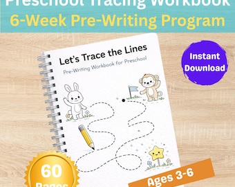 Preschool Tracing Workbook – Fine Motor Skills, Ages 3-6 (PDF Pattern)