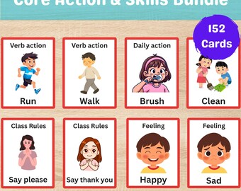 Action Verb Cards for Kids | 152 Printable Visual Learning Cards for Speech Therapy, Special Education, ESL & Preschool