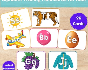 Alphabet Tracing Flashcards for Kids | Printable ABC Letter Writing Cards | Preschool & Kindergarten Learning PDF