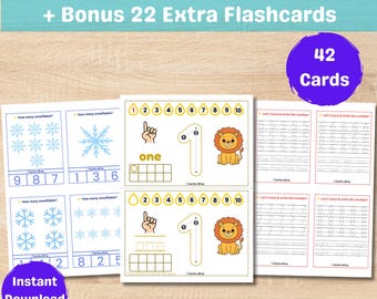 Preschool Number 1-10 Activities | Counting and Tracing Worksheets | Montessori Printable Flashcards for Toddlers & Pre-K