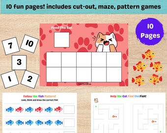 Cat Counting Activities 1–10 | Patterns & Mazes Printable for Kids